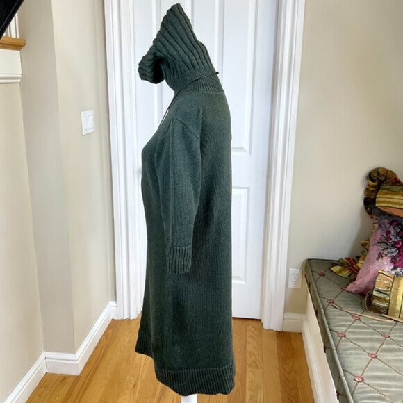 Peruvian Connection Dress Knit Turtleneck Elbow Sleeve Pima Cotton Green (M) - Picture 4 of 8